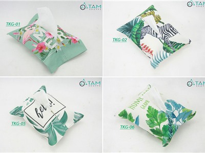 Túi đựng khăn giấy bằng vải Canvas họa tiết nhiệt đới